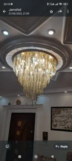 لوستر کریستالی قطر60سانتی متری طلایی