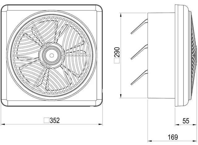 هواکش خانگی دمنده مدل VSL-25C4S سایز ۲۵ سانت دریچه دار